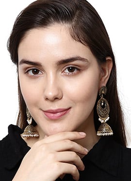 Gold Plated Enamelled Traditional Jhumka Earrings