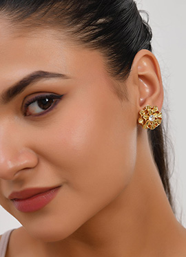 Gold Plated Floral Stud Earrings