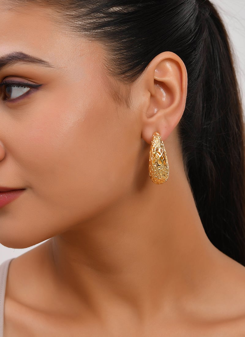 Gold Plated Hoops Festive Wear