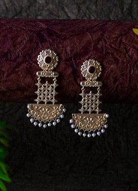 Gold Plated Kundan And Beads Danglers