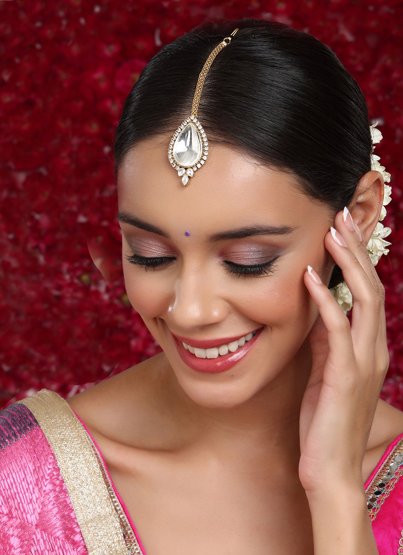 Gold Plated Kundan And Stone Work Maangtikka Festive Wear