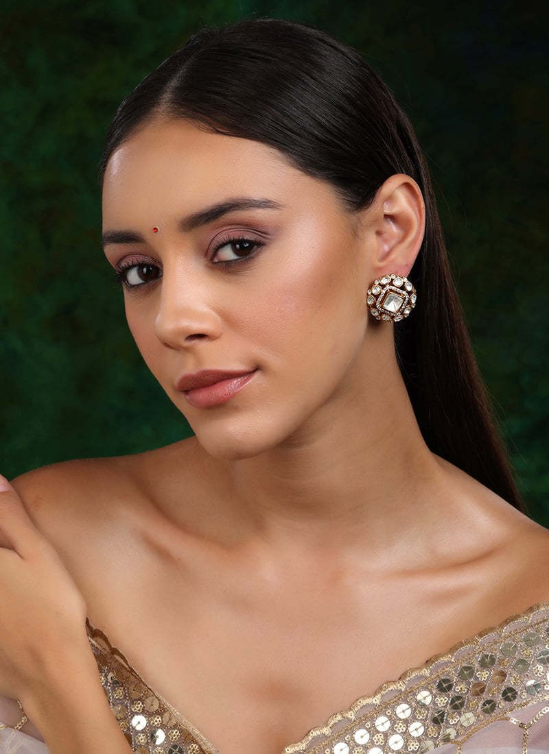 Gold Plated Kundan And Stone Work Studs After Six Wear