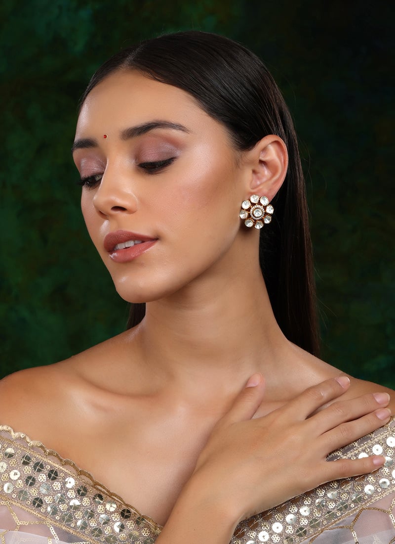 Gold Plated Kundan And Stone Work Studs After Six Wear
