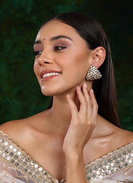Gold Plated Kundan Work Studs