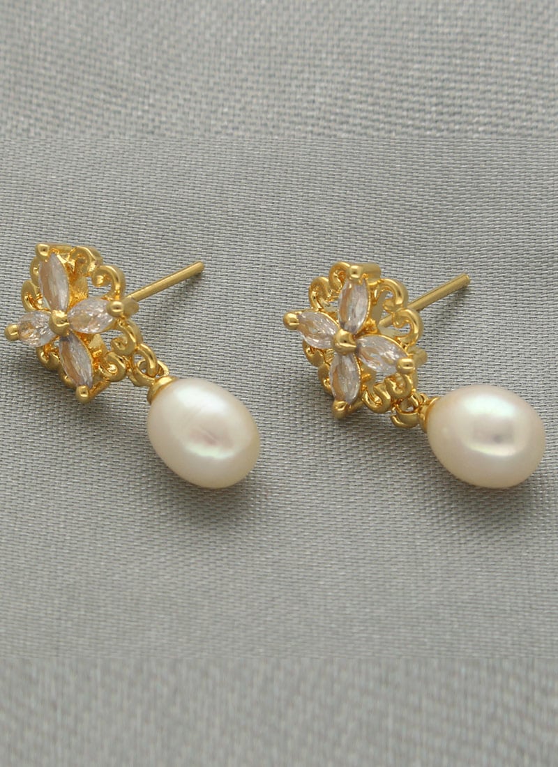 Gold Plated Pearl Kundan Studs After Six Wear