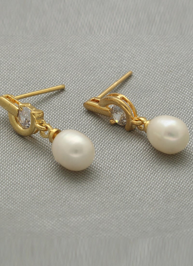 Gold Plated Pearl Stones Studs After Six Wear