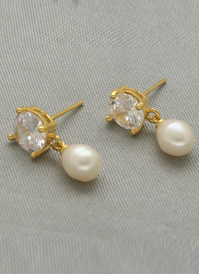Gold Plated Pearl Stones Studs After Six Wear