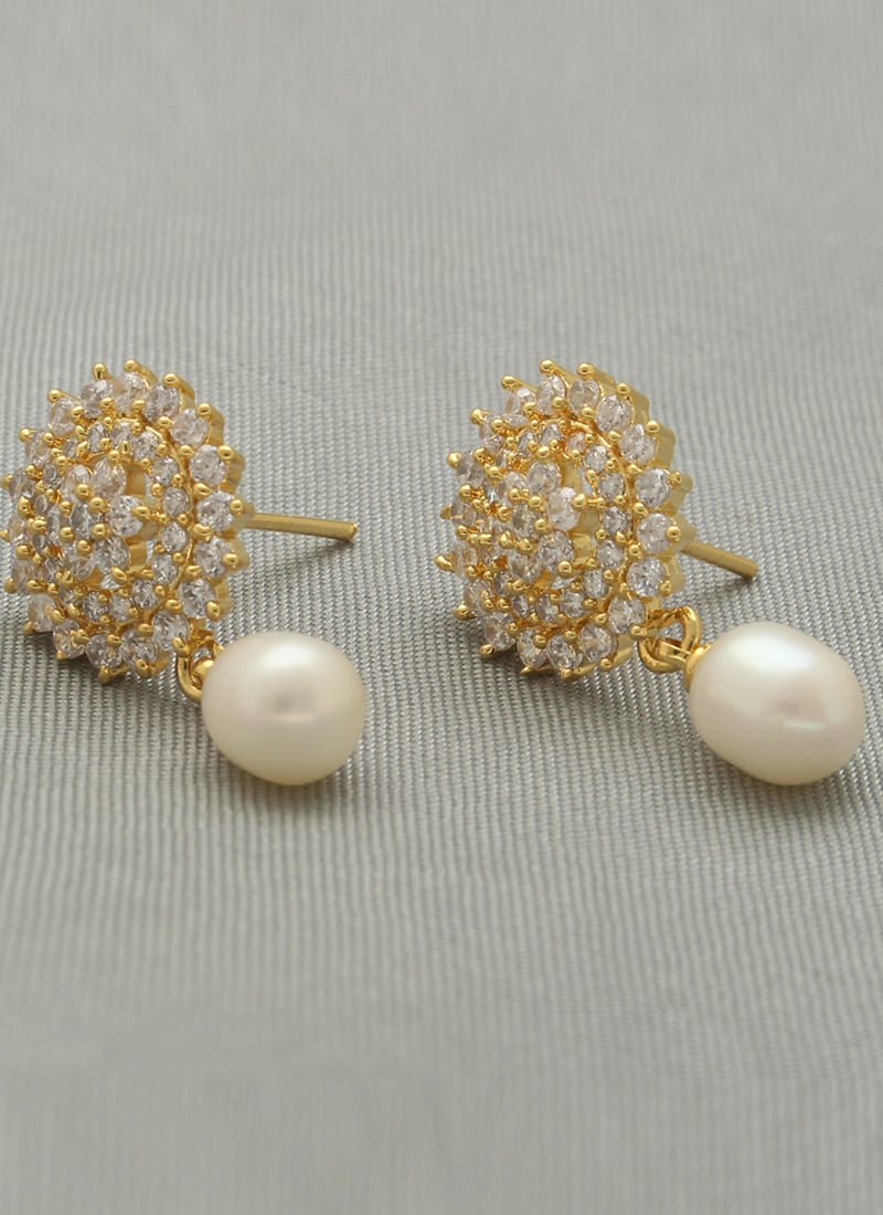Gold Plated Pearl Stones Studs After Six Wear