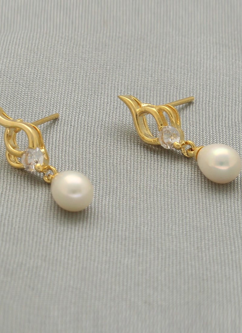 Gold Plated Pearl Stones Studs After Six Wear