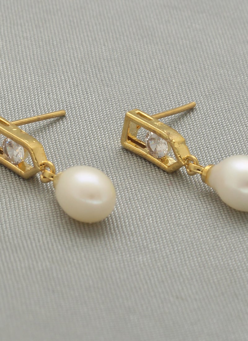 Gold Plated Pearl Stones Studs After Six Wear
