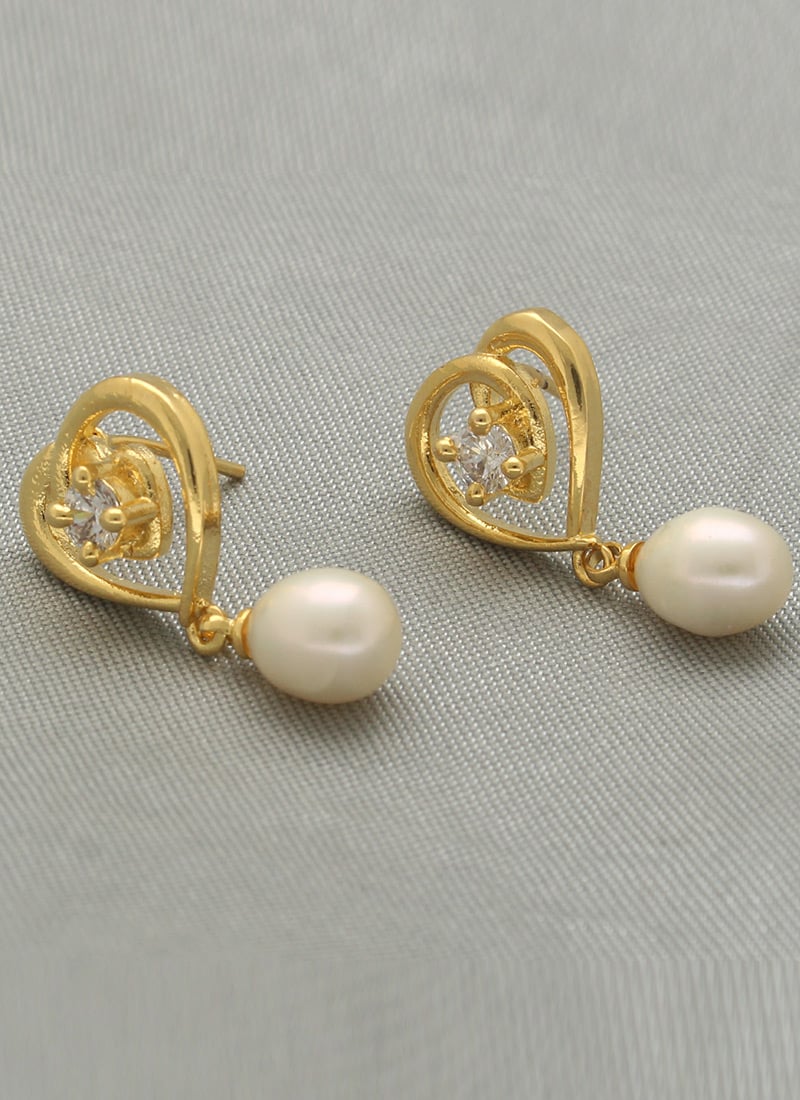 Gold Plated Pearl Stones Studs After Six Wear