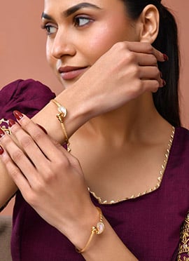 Gold Plated Stone Studded Designer Bangles Set For Women