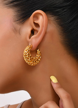 Gold Plated Textured Statement Hoops