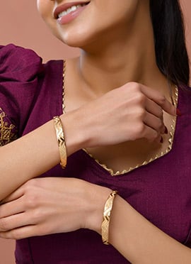 Gold Plated Zig Zag Design Bangles Set For Women