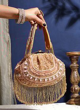 Gold Silk Crystals Clutch