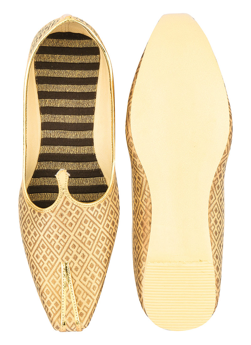 Gold Silk Jacquard Mojri