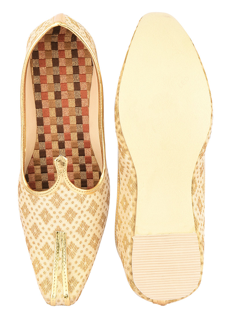 Gold Silk Jacquard Mojri