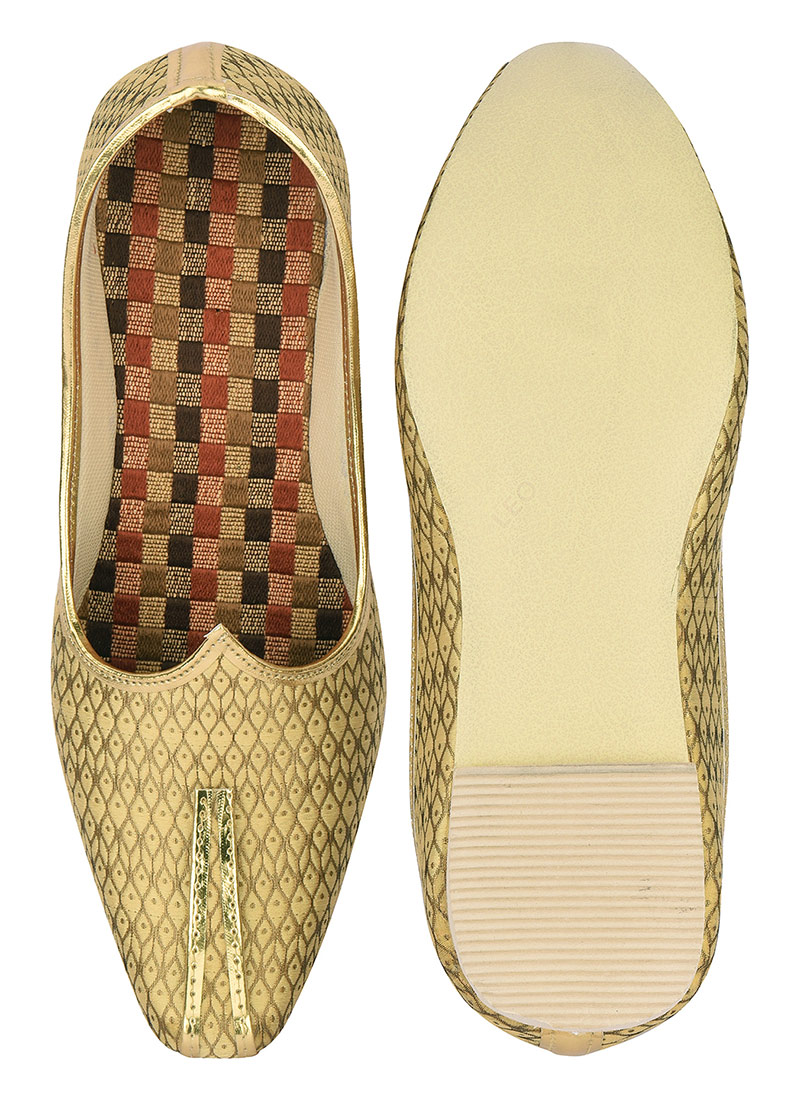 Gold Silk Jacquard Mojri