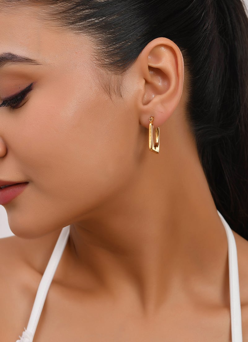Gold Stainless Steel Hoops Festive Wear