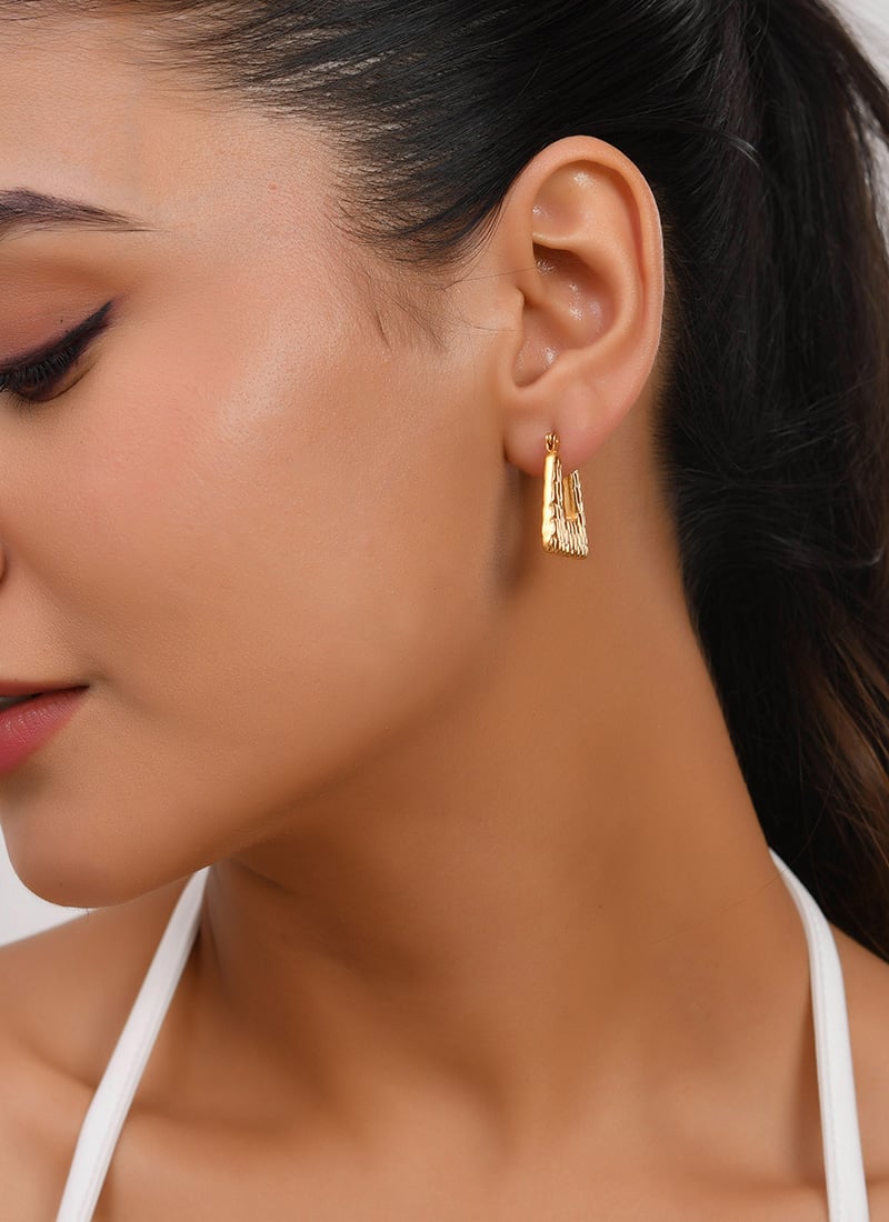 Gold Stainless Steel Hoops Festive Wear