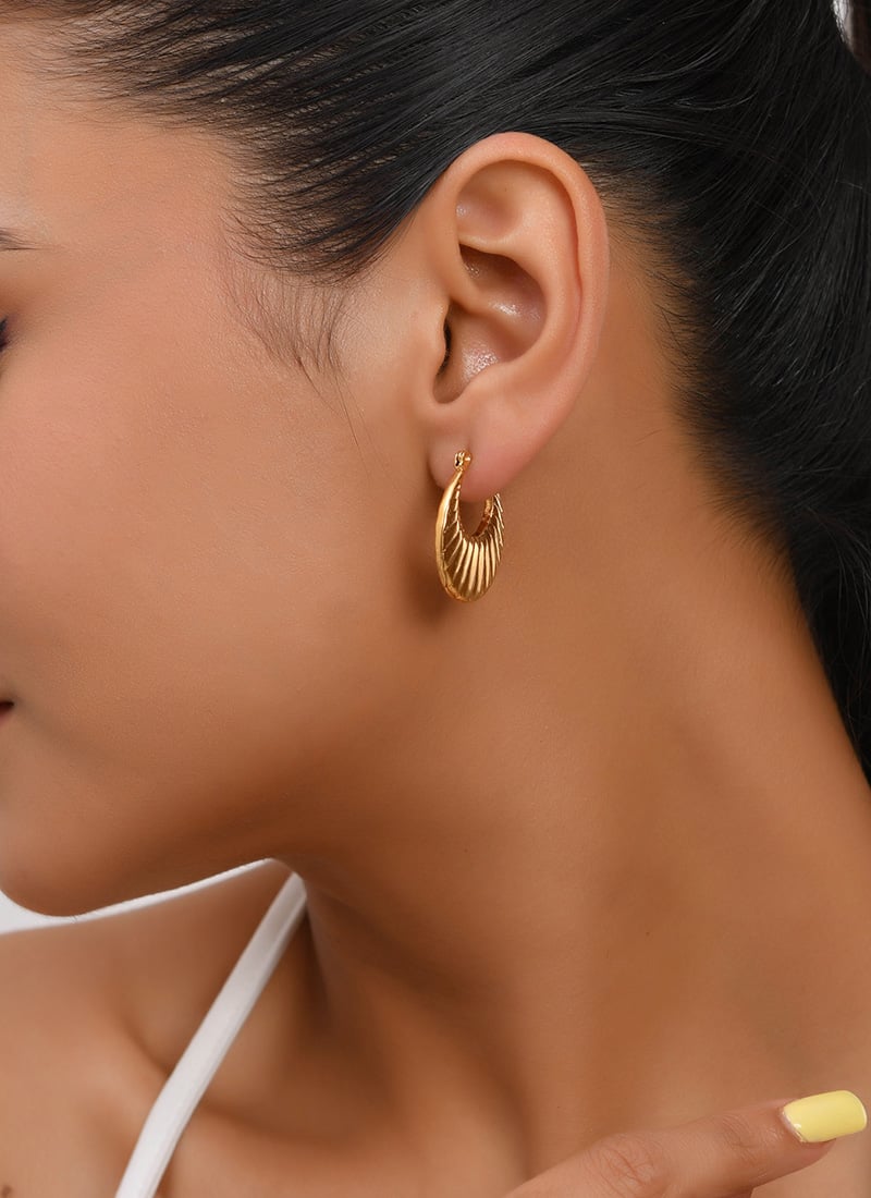 Gold Stainless Steel Hoops Festive Wear