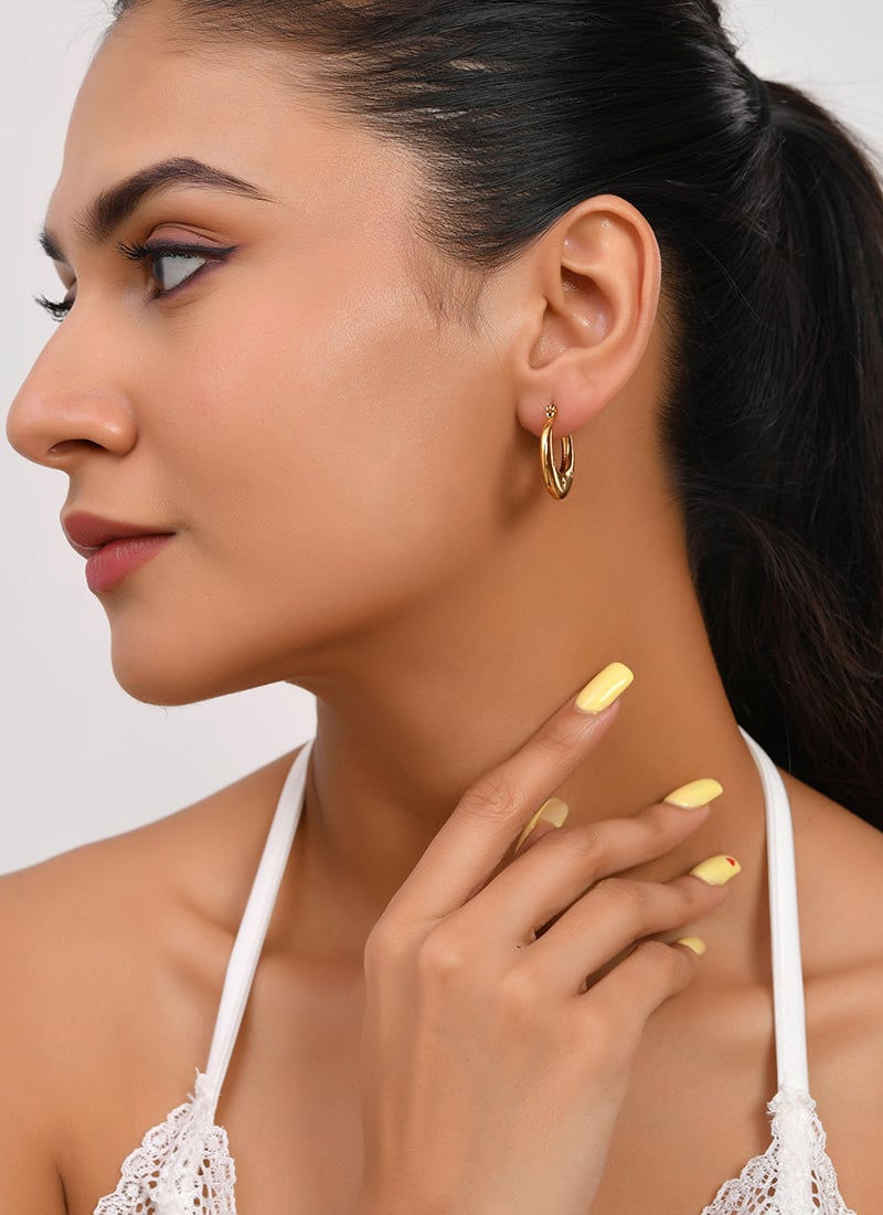Gold Stainless Steel Hoops Festive Wear