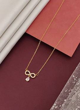 Gold Stone And Bead Pendant Necklace