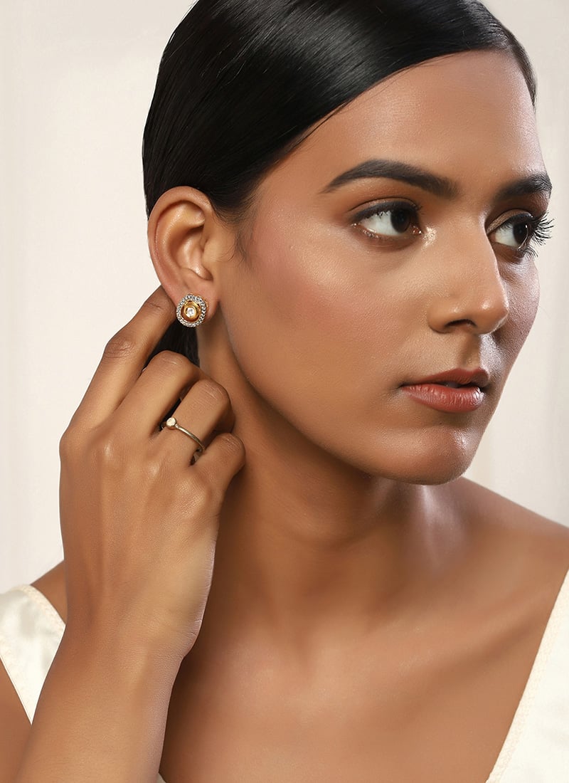 Gold Stone Studs Festive Wear