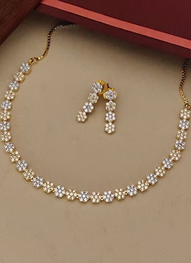 Gold Stone Work Necklace Set