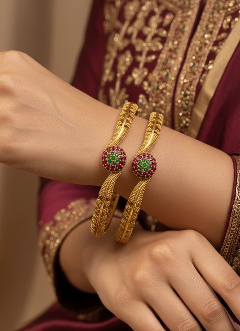 Gold Stones Bangles Festive Wear