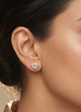 Golden 925 Sterling Silver Moissanite Stone Stud Earrings