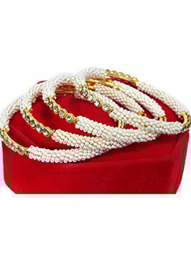 Golden Alloy Beads Bangles