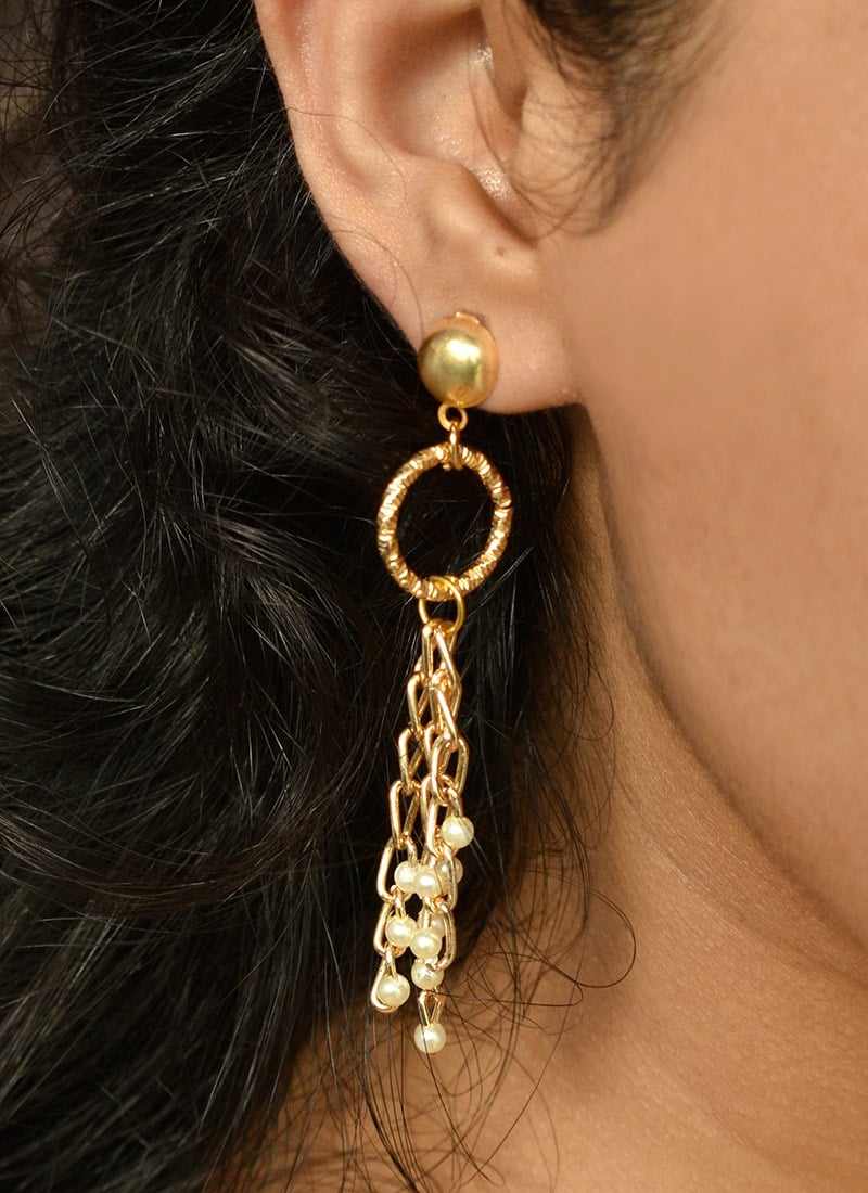 Golden Beads Danglers After Six Wear