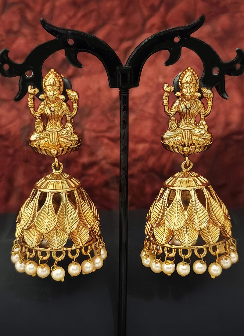 Golden Beads Dazzling Jhumka Festive Wear