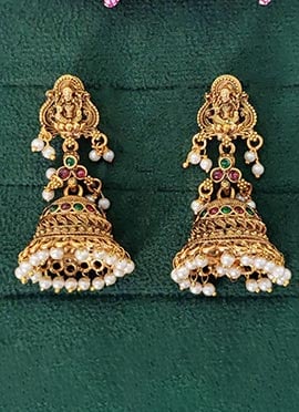 Golden Beads Kundan Gorgeous Jhumka