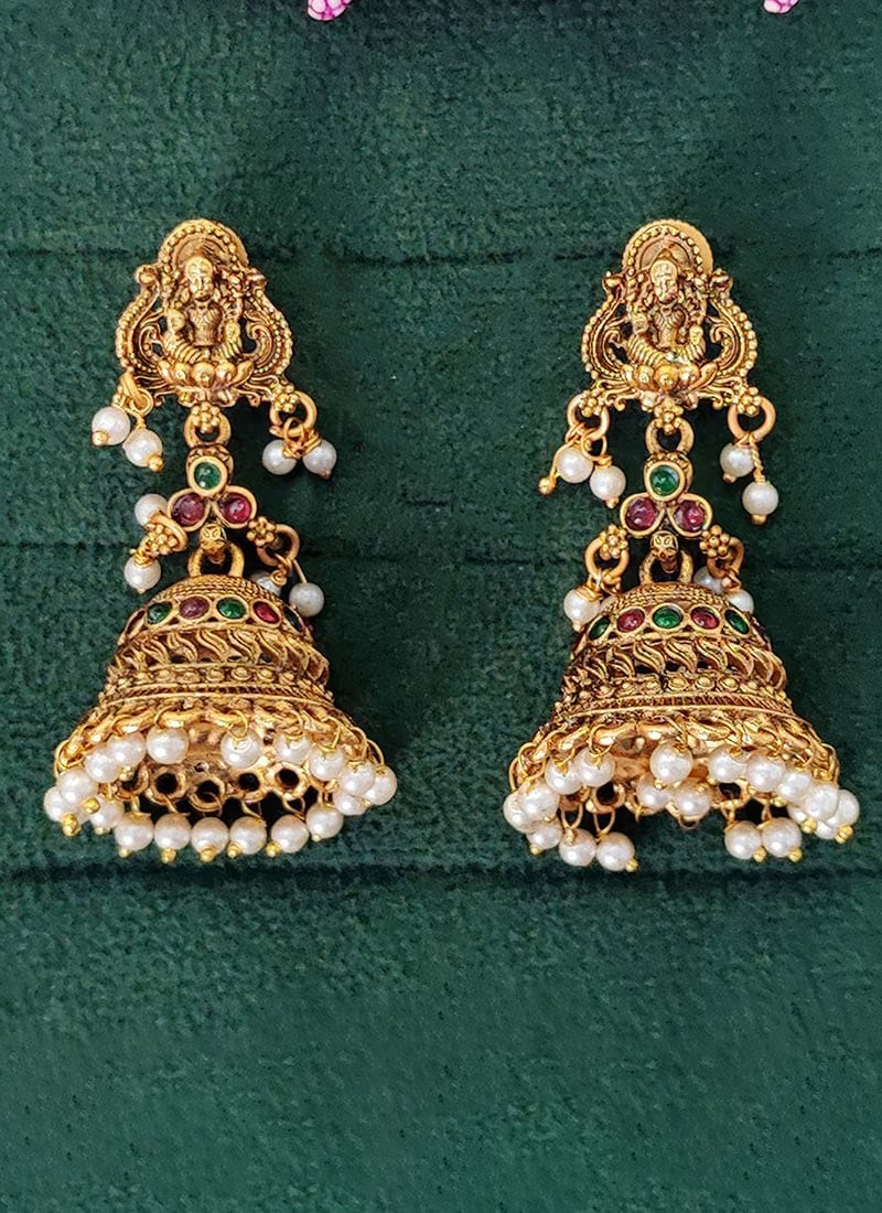 Golden Beads Kundan Gorgeous Jhumka Festive Wear