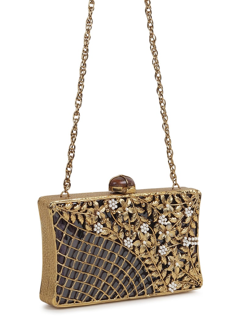 Golden Brass Moti Clutch Wedding Wear