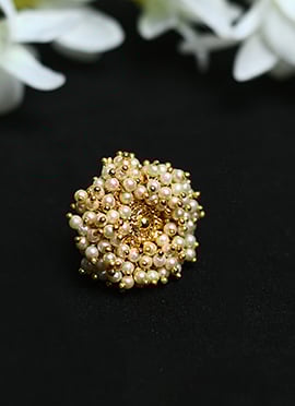Golden Brass Pearl Ring