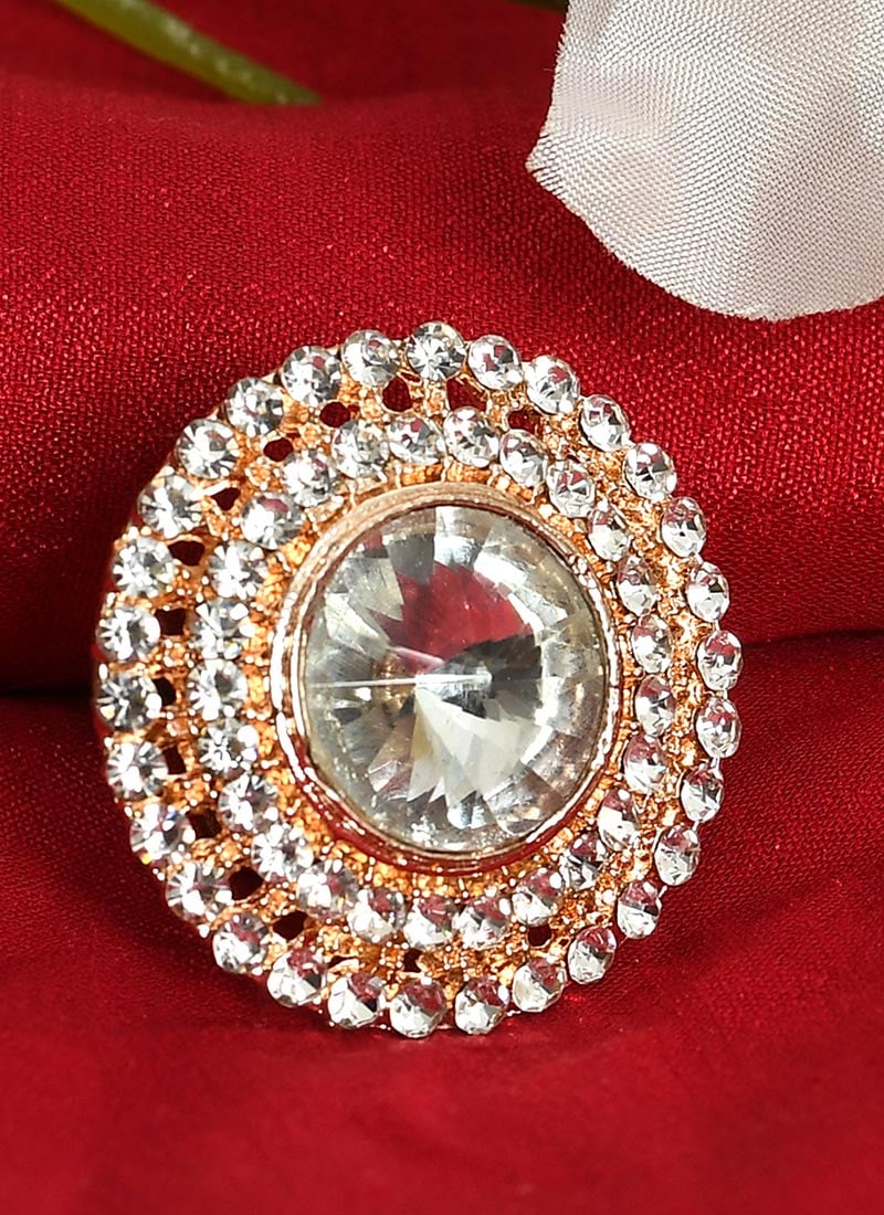 Golden Brass Pearl Ring