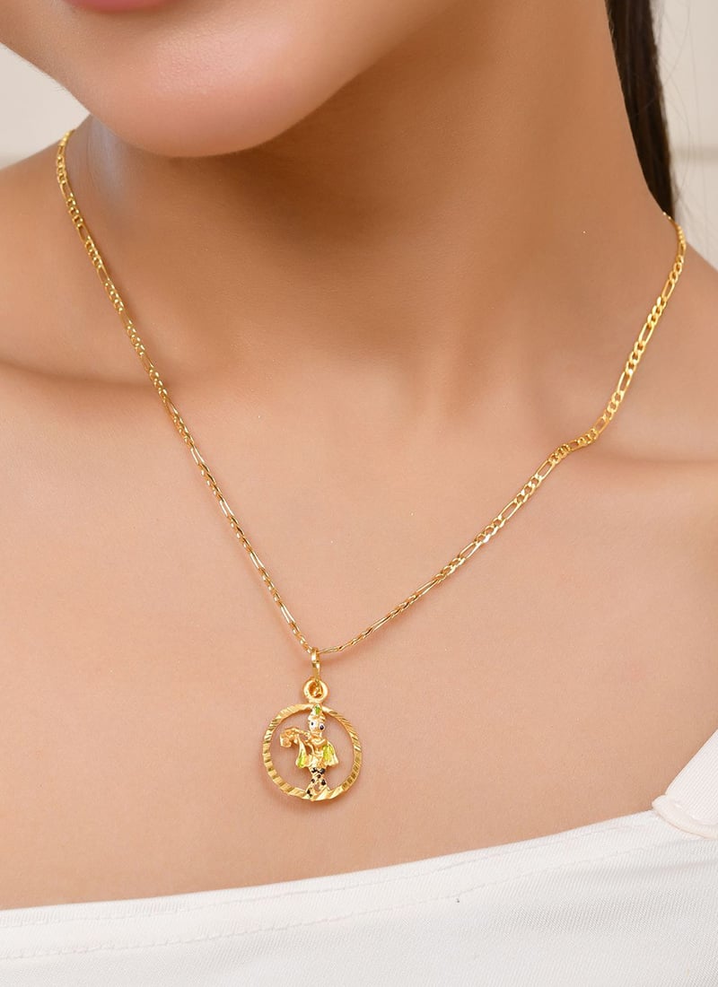 Golden Delicate Pendent Set For Women  After Six Wear