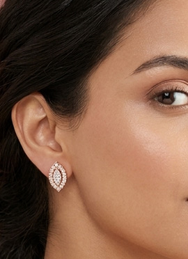 Golden Designer 925 Sterling Silver Stud Earrings With Moissanite Work