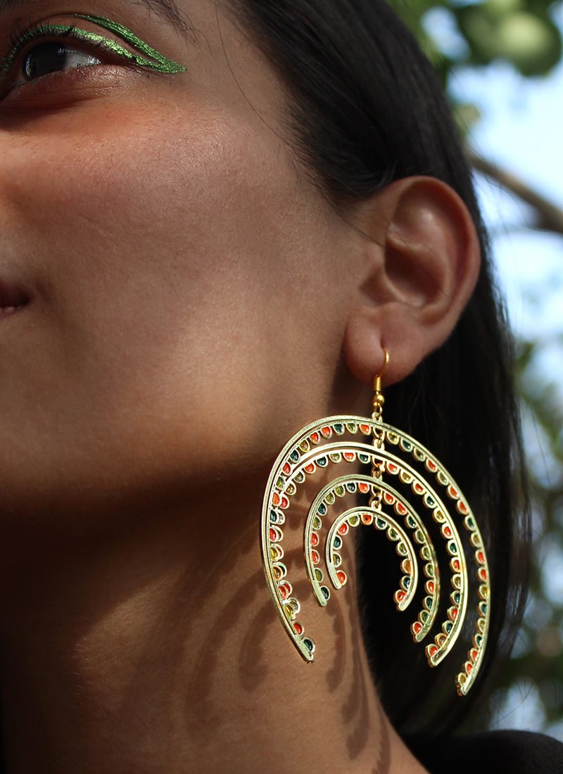 Golden Drop Earrings Festive Wear