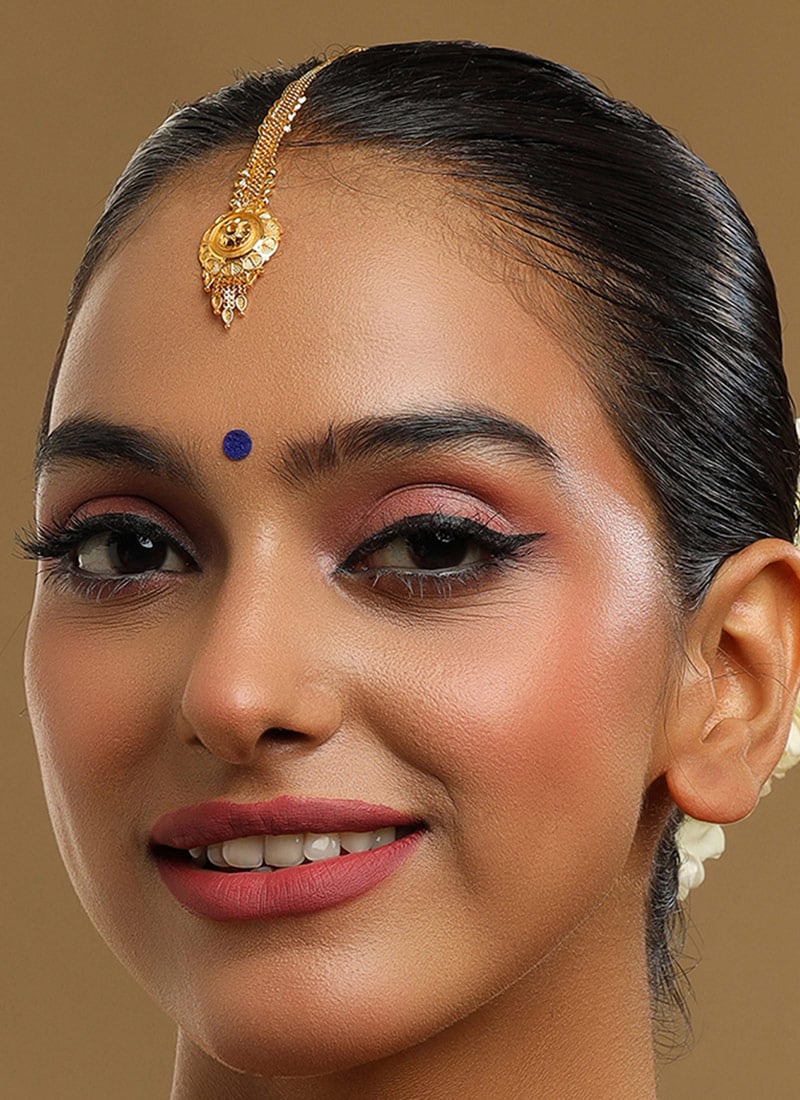 Golden Elegant Mangtikka Festive Wear