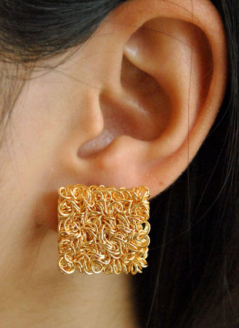 Golden Elegant Studs After Six Wear