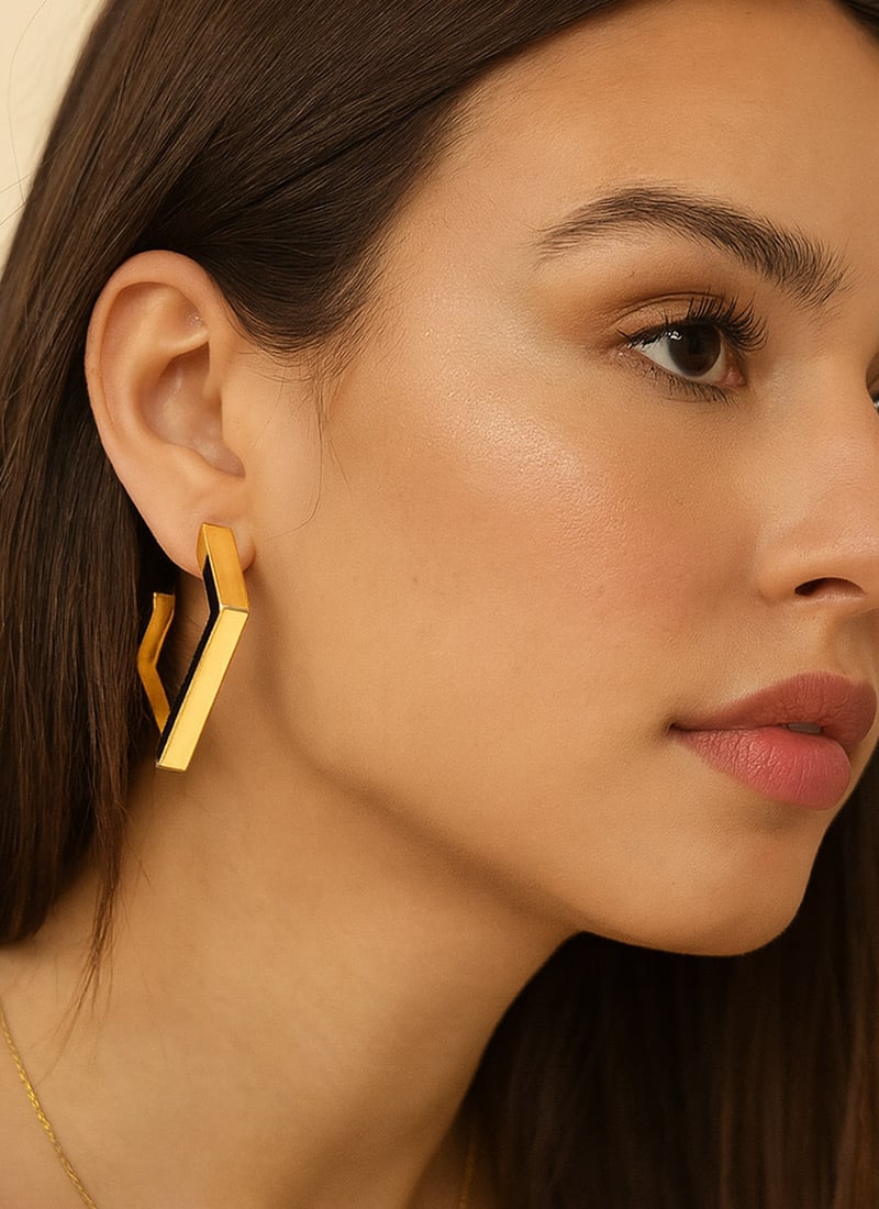 Golden Elegant Studs After Six Wear