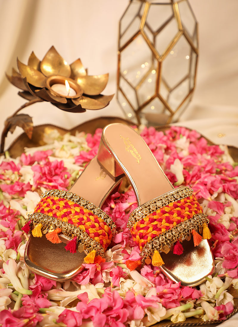 Silver Faux Leather Womens Footwear Embellished Detail Work