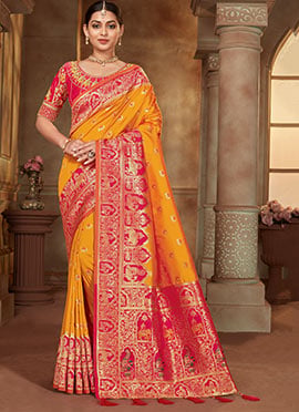Golden Glow Yellow Silk Benarasi Zari Saree