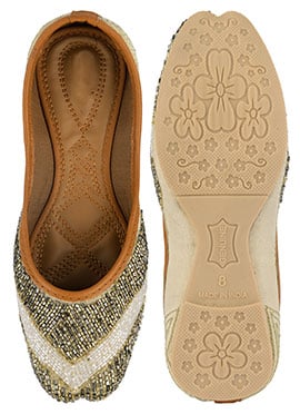 Golden Hand Embroidered Juti