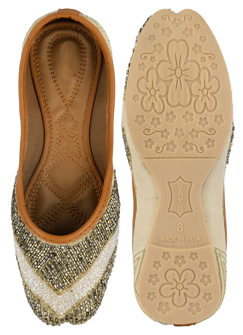 Golden Hand Embroidered Juti