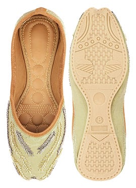 Golden Hand Embroidered Juti